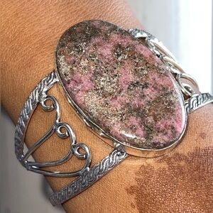 Adjustable Rhodonite Cuff Bracelet